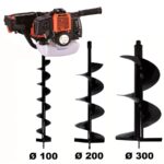 Tarière thermique 3 CV 52 cm3 + lot de 3 mèches (100, 200 et 300 mm)