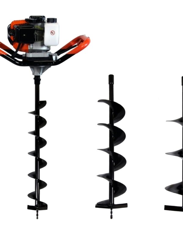Tarière thermique 52 cm3, 3 CV + lot de 3 mèches 100, 150 et 200 mm