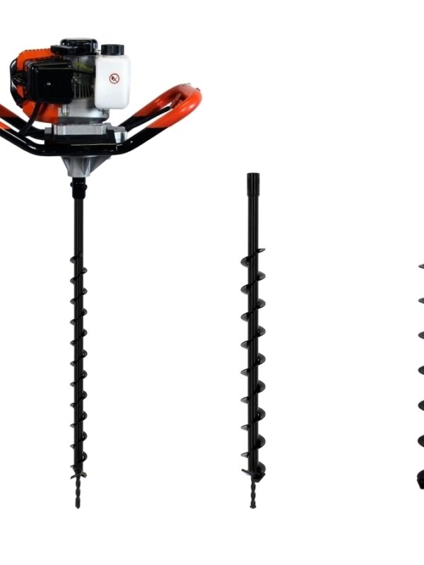 Tarière thermique 3 CV 52 cm3 + lot de 3 mèches (40, 60 et 80 mm)