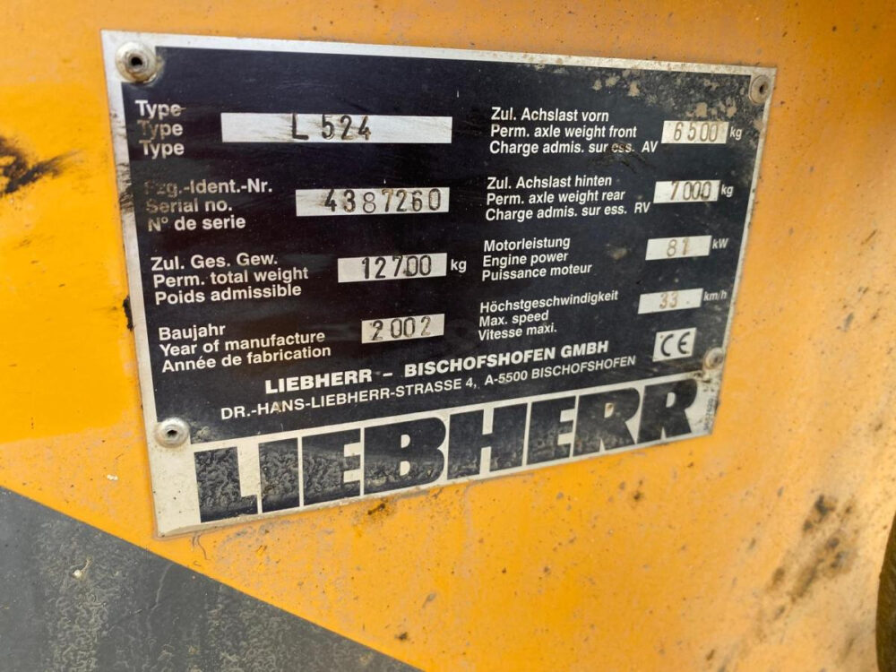 Chargeuse L524 10T sur pneus Liebherr – Image 15
